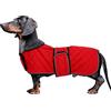 MOREZI Giacca invernale per cani con fodera imbottita in pile, cintura regolabile e finiture riflettenti, adatta per bassotti e segugi-Rosso-XL