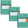 Pukka Pad, Jotta - Quaderno a quadretti formato A5, confezione da 3, 21 x 14,9 cm, rilegatura a spirale, con quadretti da 5 mm su carta bianca da 80 g/m², con bordi perforati per una facile rimozione,