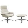 KNOLL poltrona girevole KN02 con ottoman KN03 in pelle con schienale alto reclinabile - KN02+KN03-B-Y-AU609