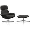 KNOLL poltrona girevole KN02 con ottoman KN03 in pelle con schienale alto reclinabile - KN02+KN03-B-Y-AU617
