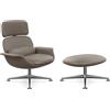 KNOLL poltrona girevole KN02 con ottoman KN03 in pelle con schienale alto reclinabile - KN02+KN03-B-Y-AU639