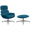 KNOLL poltrona girevole KN02 con ottoman KN03 in pelle con schienale alto reclinabile - KN02+KN03-B-Y-AU660