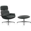 KNOLL poltrona girevole KN02 con ottoman KN03 in pelle con schienale alto reclinabile - KN02+KN03-B-Z-SA745