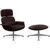 KNOLL poltrona girevole KN02 con ottoman KN03 in pelle con schienale alto reclinabile - KN02+KN03-B-Z-SA811