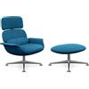 KNOLL poltrona girevole KN02 con ottoman KN03 in tessuto con schienale alto reclinabile - KN02+KN03-B-S-K10802