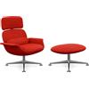 KNOLL poltrona girevole KN02 con ottoman KN03 in tessuto con schienale alto reclinabile - KN02+KN03-B-S-K10805
