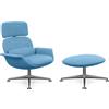 KNOLL poltrona girevole KN02 con ottoman KN03 in tessuto con schienale alto reclinabile - KN02+KN03-B-A-K102113