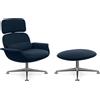 KNOLL poltrona girevole KN02 con ottoman KN03 in tessuto con schienale alto reclinabile - KN02+KN03-B-A-K102114