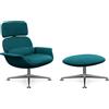 KNOLL poltrona girevole KN02 con ottoman KN03 in tessuto con schienale alto reclinabile - KN02+KN03-B-A-K102115