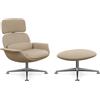 KNOLL poltrona girevole KN02 con ottoman KN03 in tessuto con schienale alto reclinabile - KN02+KN03-B-A-K102125