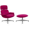 KNOLL poltrona girevole KN02 con ottoman KN03 in tessuto con schienale alto reclinabile - KN02+KN03-B-A-K102131