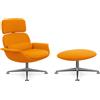 KNOLL poltrona girevole KN02 con ottoman KN03 in tessuto con schienale alto reclinabile - KN02+KN03-B-B-H80040