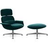 KNOLL poltrona girevole KN02 con ottoman KN03 in tessuto con schienale alto reclinabile - KN02+KN03-B-B-K78481