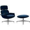 KNOLL poltrona girevole KN02 con ottoman KN03 in tessuto con schienale alto reclinabile - KN02+KN03-B-B-K78484