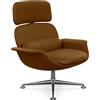 KNOLL poltrona girevole KN02 in pelle con schienale alto reclinabile - KN02-B-Y-AU648