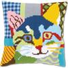VERVACO Kit Cuscino Punto Croce Gatto Moderno Set Ricamo Principianti Cuscini Gobelin Decorativi ca. 40 x 40 cm Accessori per Lavoretti Creativi DIY Casa Decor Hobby Adulti Cross Stitch