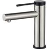Ibergrif Luna, Miscelatore Lavabo, Rubinetto Bagno, Nichel Spazzolato, Grigio, S