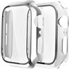 Fengyiyuda Cover[2-Pezzi]Compatibile con Apple Watch Custodia 38/40/42/44mm con Anti-Bubble TPU Pellicola Protettiva,360 Rugged Case per IWatch Series se/6/5/4/3/2/1-Silver/Clear,44mm