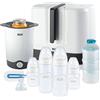 NUK First Choice+ Set completo di alimentazione | Sterilizzatore Vario Express, 4x biberons, 1x tettarella extra, scaldabiberonr e altro ancora | cuore (neutro) | 9 flaconi