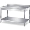 Ristotecno Tavolo inox con ripiano di fondo e con alzatina posteriore. Prof. 70 - 170x70x85H - SENZA ruote - AISI 430