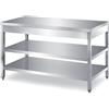 Ristotecno Tavolo inox con 2 ripiani di fondo, senza alzatina posteriore. Prof. 70 - 130x70x85H - SENZA ruote - AISI 430