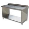 Ristotecno Tavolo inox su fianchi con ripiano di fondo, con alzatina posteriore. Prof. 70 - 200x70x85H - SENZA ruote - AISI 430