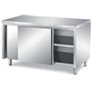 Ristotecno Tavolo acciaio Inox armadiato con ante scorrevoli - Prof. 60 cm - 60x60x85H - SENZA ruote - AISI 430
