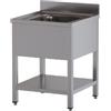 Ristotecno Lavatoio Lavello su gambe ad 1 vasca. Prof. 60 - 80x60x85H - SENZA ruote - AISI 430