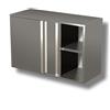 Ristotecno Pensile inox chiuso con ante scorrevoli. Ripiani FORATI. H.cm. 65 - 160x40x65H - AISI 430