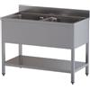 Ristotecno Lavatoio Lavello su gambe a 2 vasche. Prof. 70 - 130x70x85H - SENZA ruote - AISI 430