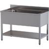 Ristotecno Lavapentole ad 1 vascone. Altezza vasca cm. 35. Prof. 60 - 100x60x85H - SENZA ruote - AISI 430