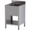 Ristotecno Lavatoio Lavello su fianchi ad 1 vasca. Prof. 60 - 80x60x85H - SENZA ruote - AISI 430