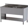 Ristotecno Lavatoio Lavello su fianchi a 2 vasche. Prof. 70 - 130x70x85H - SENZA ruote - AISI 430