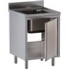 Ristotecno Lavatoio Lavello armadiato ad 1 vasca. Prof. 60 - 70x60x85H - SENZA ruote - AISI 430