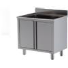 Ristotecno Lavatoio Lavello armadiato ad 1 vasca. Prof. 60 - 80x60x85H - SENZA ruote - AISI 430