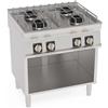 Cucina a GAS 4 fuochi a fiamma libera. Dim.cm. 70x70x85H. - Potenza termica 19 Kw.