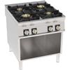 Cucina a GAS 4 fuochi a fiamma libera. Dim.cm. 80x90x85H. - Potenza termica 29 Kw.