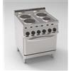 Cucina elettrica a 4 piastre rotonde + forno elettrico. Dim.cm. 70x70x85H. - Assorbimento 12,2 Kw.
