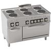 Cucina elettrica a 6 piastre rotonde + forno elettrico. Dim.cm. 105x70x85H. - Assorbimento 16,7 Kw.