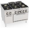 Cucina a GAS 6 fuochi + forno a gas. Dim.cm. 120x90x85H. - Potenza termica 55 Kw.