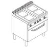 Cucina elettrica 4 piastre + forno elettrico. Dim.cm. 80x90x85H. - Kw. 16.4