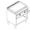 Fry Top a gas con piano di cottura LISCIO . Dim.cm. 80x90x85H.