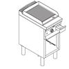 Fry Top elettrico con piano RIGATO. Dim.cm. 40x70x85H. - Assorbimento 5.4 Kw.