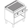 Fry Top elettrico con piano RIGATO. Dim.cm. 80x70x85H. - Assorbimento 10.8 Kw.