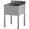 Ristotecno Lavatoio su gambe ad 1 vasca. Prof. 60 - Senza ripiano di fondo - 80x60x85H - SENZA ruote - AISI 430
