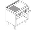 Fry Top ELETTRICO con piano di cottura ½ LISCIO e ½ RIGATO . Dim.cm. 80x90x85H. - Assorbimento 15 Kw.