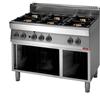 Cucina a GAS 6 fuochi a fiamma libera. Dim.cm. 110x70x85H. - Potenza termica 25,8 Kw.