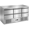 Saladette refrigerata a 6 cassetti. Piano di lavoro inox. 136,5x70x87H.