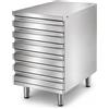 Ristotecno Cassettiera inox a 7 cassetti, senza alzatina posteriore. Per bacinelle pizza 60x40 - Cm. 52x80x81H