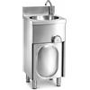 Ristotecno Lavamani in acciaio inox su mobile con porta e comando a ginocchio. Cm. 40x40x85H.